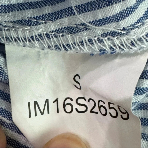 EUC MINKPINK French Twist off the shoulder dress blue and white stripe. Small. - Picture 7 of 7